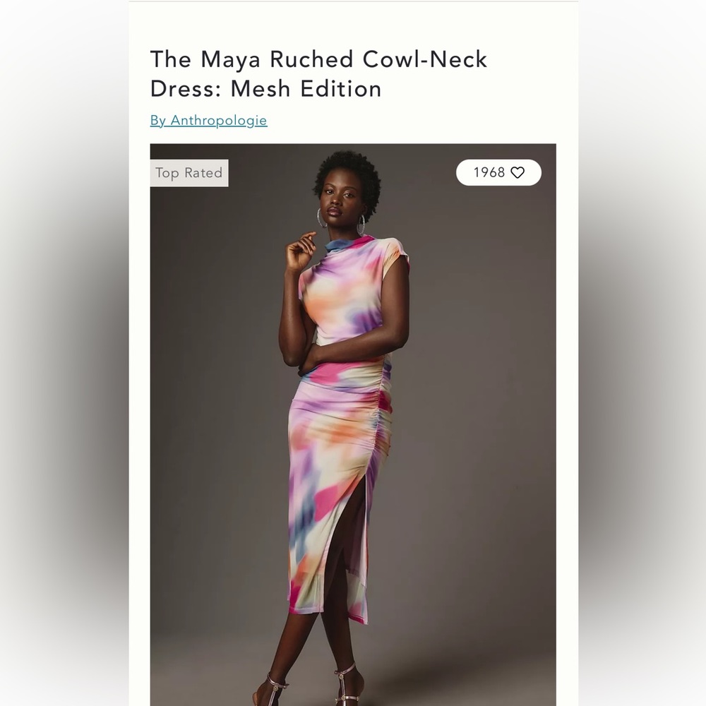 Anthropologie: The Maya Ruched Cowl-Neck Dress: Mesh Edition- XL
